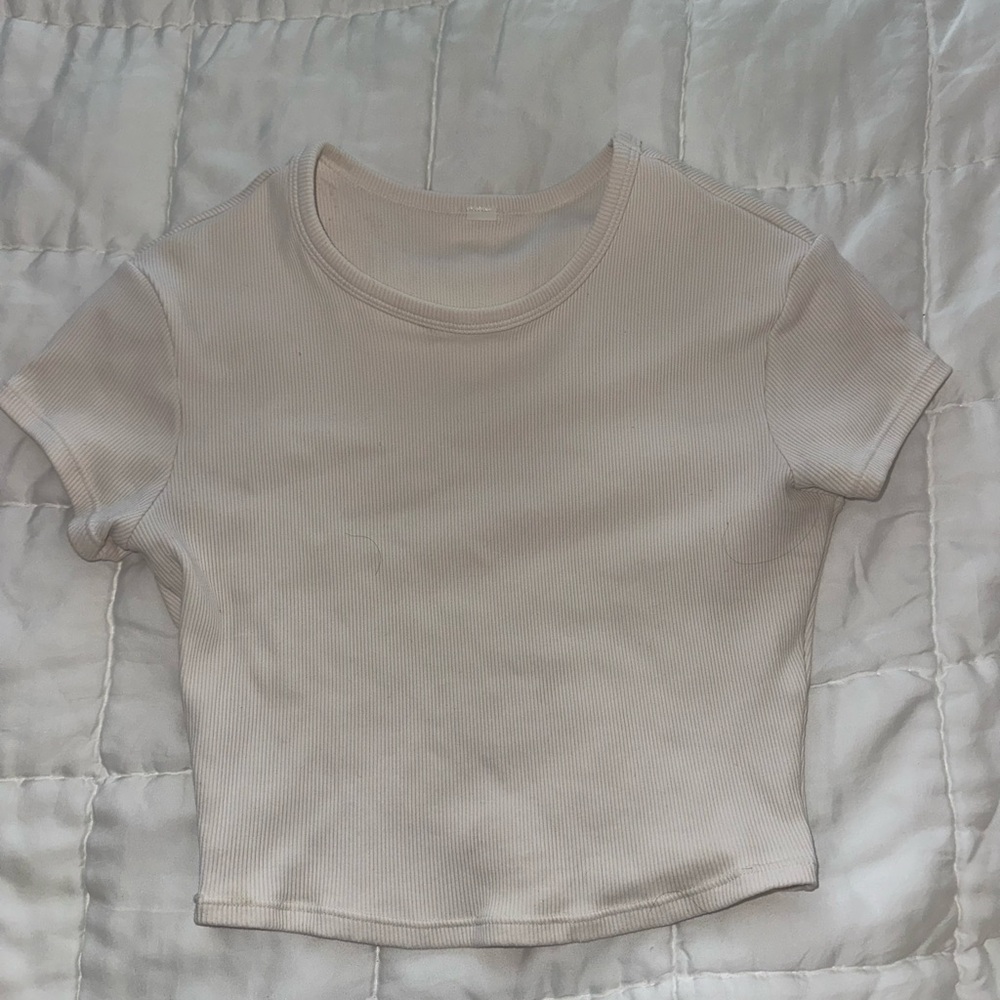 Alo yoga Cream Ribbed Crop Top